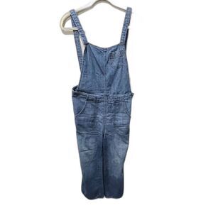 Gap Womens Denim Overalls 6 Medium Wash Bib Denim Blue Side Zip Straight Leg